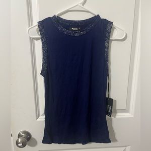 Michael Lauren navy blue sparkle tank‎